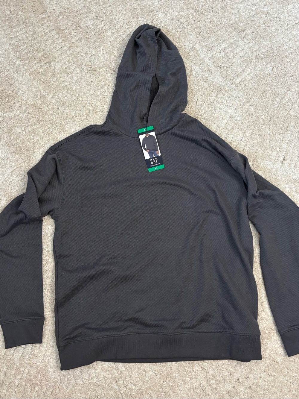GAP Men's Hooded Long-Sleeve Pullover - Dark Charcoal